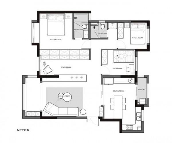 無電視、無主燈、客廳書房打通——超耐看的黑白灰個性私宅