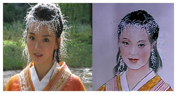 影視劇裡真人與畫像對比，趙雅芝畫像神似爾康，紫薇撞臉孔慈