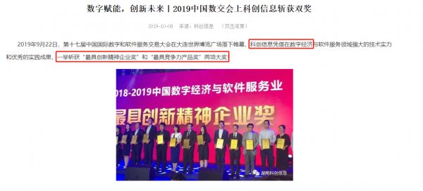 數字經濟瓶頸—數字政務方案提供商，數字經濟大獎獲得者