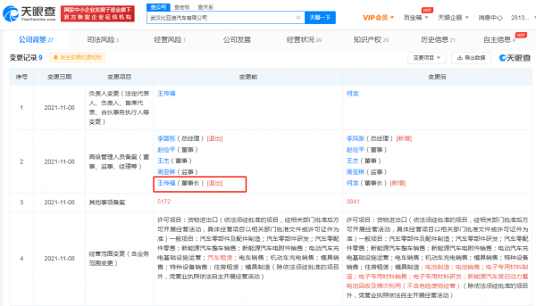 王傳福退出武漢比亞迪公司董事長及法定代表人，何龍接任