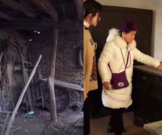 黃聖依婆婆回村排場大，坐豪車被後輩稱太太，老屋破舊不堪全是土