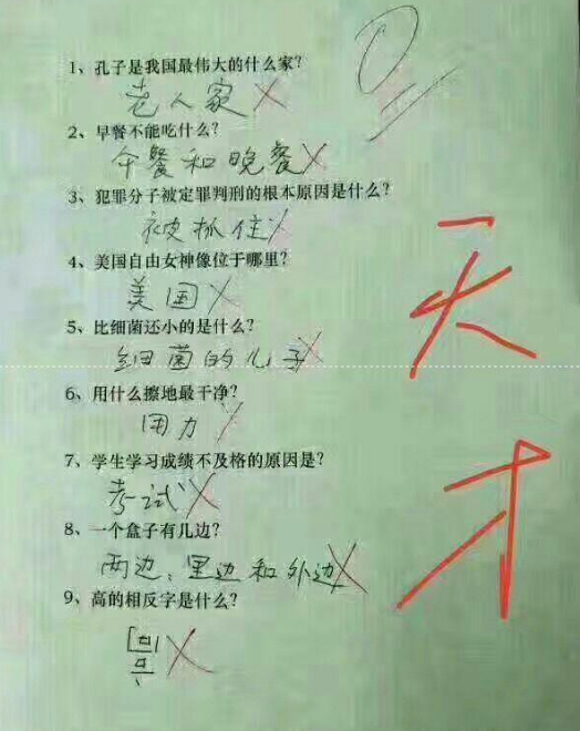 小學生“奇葩試卷”大盤點，說出女生不能光膀子的真相，是個人才