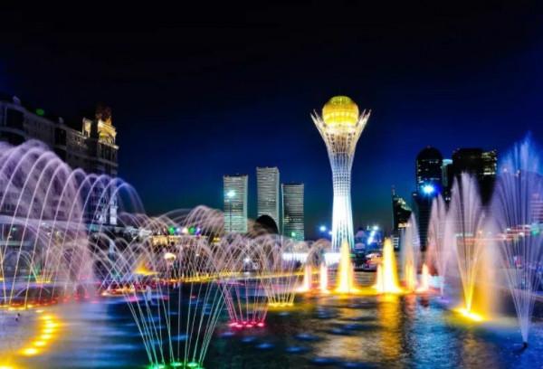 哈薩克五大地標建築夜景照明