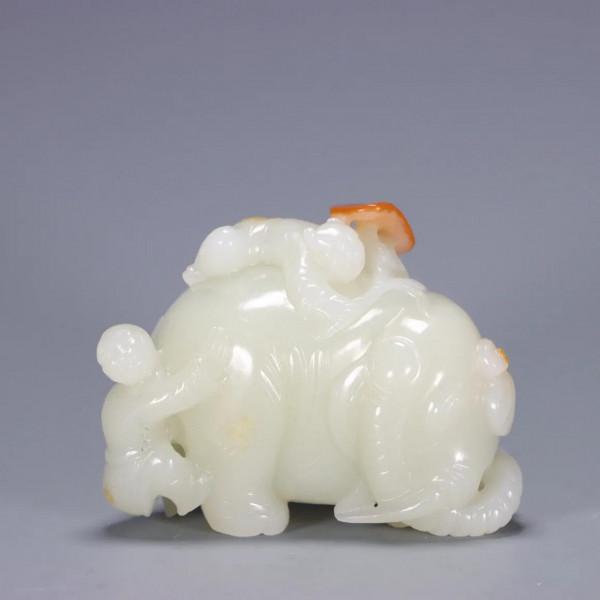 清代：和田玉龍耳鳳鈕雙聯蓋瓶