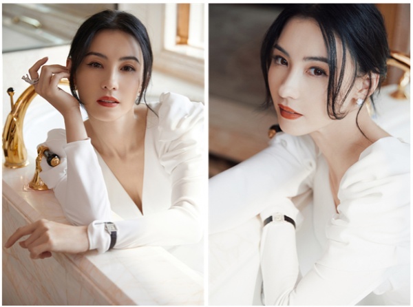 張柏芝真是“美了半輩子”，身穿白裙在浴缸中拍大片，優雅知性