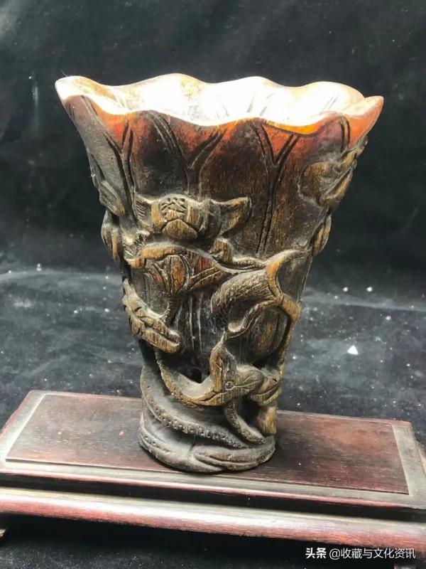 金絲耗牛角手工雕刻牛角杯鑑賞