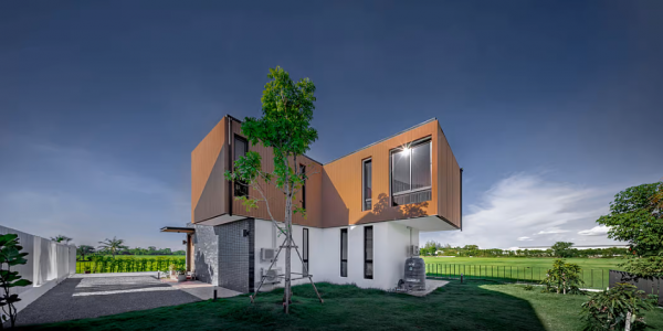 泰國Saraburi的私人度假住宅,稻田裡的現代家居 泰國Saraburi的私人度假住宅,稻田裡的現代家居