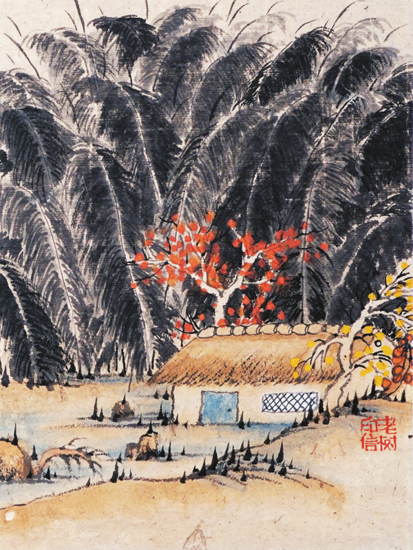 老樹畫畫：野果落空山，拾得回城去，可換零花錢