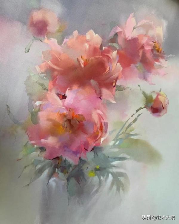 絢麗的花卉色粉畫——法國女畫家奧萊娜繪畫作品欣賞