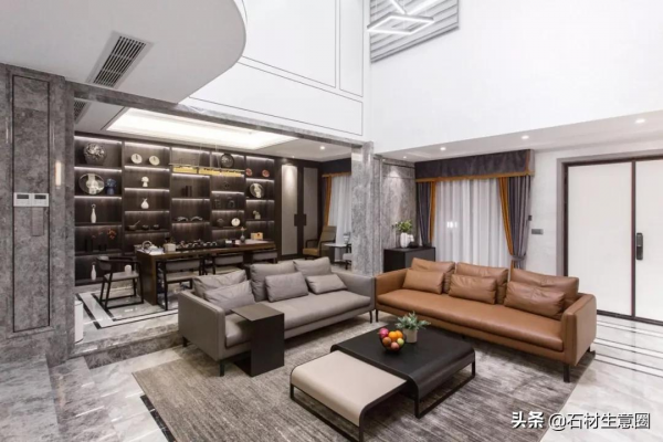 石材家裝 | 396m²別墅，灰色大理石應用案例