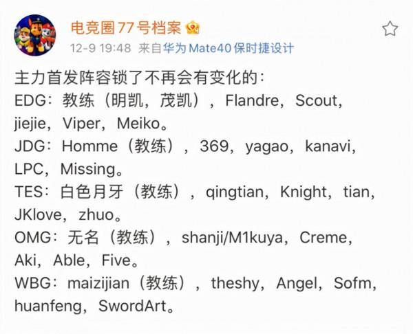 LPL已經確定陣容的隊伍一覽！打進四強，真就是最好的祝福