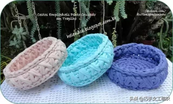 舊T恤以後不要扔,教你鉤成24種收納籃,美到眼花繚亂!(附針法圖解