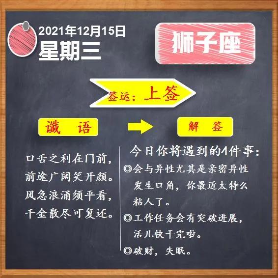 12月15日（星期三）星座運勢預測