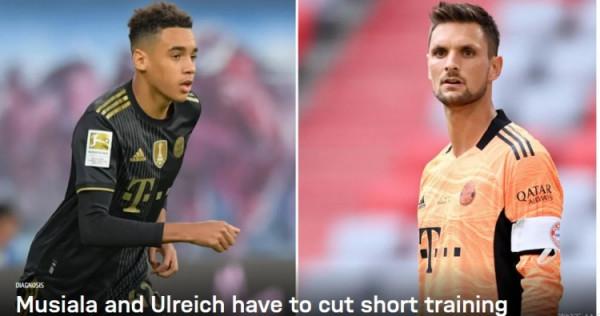 官方:穆西亞拉右腳踝受傷,烏爾賴希右膝關節內韌帶部分受傷 官方:穆西亞拉右腳踝受傷,烏爾賴希右膝關節內韌帶部分受傷