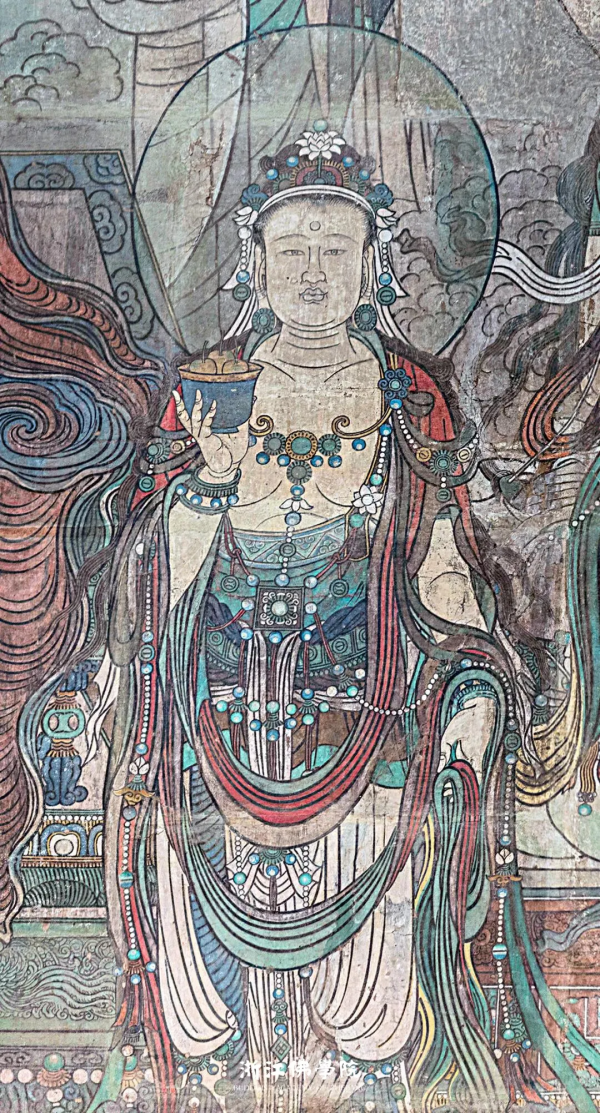 元代11.11米“彌勒說法圖”壁畫，1925年被切割成60多塊剝走，現館藏於加拿大