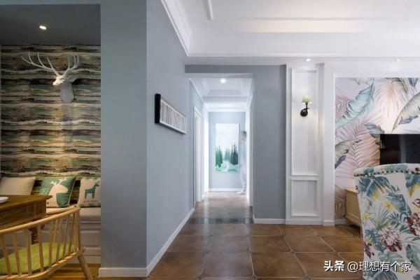 三居室的美式風，好喜歡這款森系電視背景牆