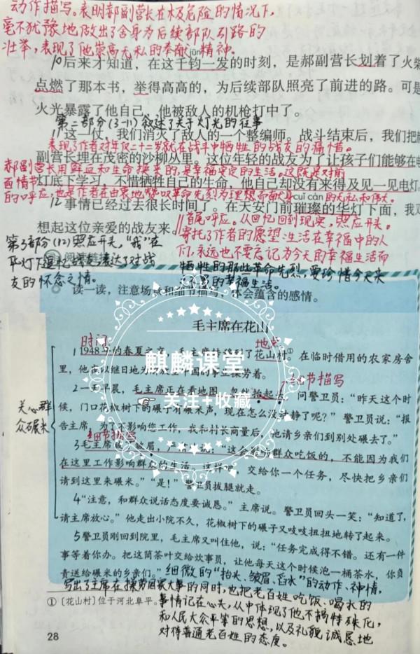 六年級語文上冊第八課《燈光》課文筆記，預習的好幫手收藏備用
