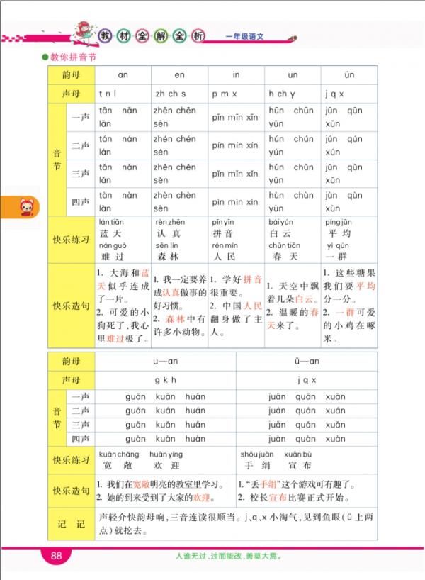 一年級語文上冊，第三單元《全解全析》，收藏備用