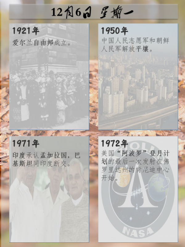 歷史上的今天|12月6日——星期一 歷史上的今天|12月6日——星期一