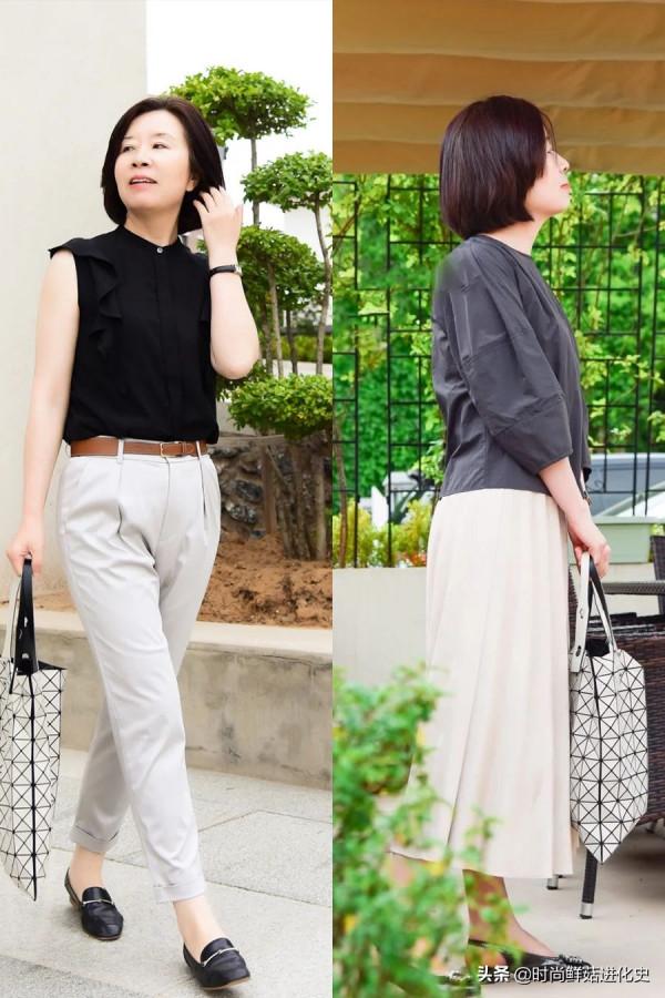 這才是四五十歲女人該有的打扮：“粗棉衫配半身裙”，時髦還顯瘦
