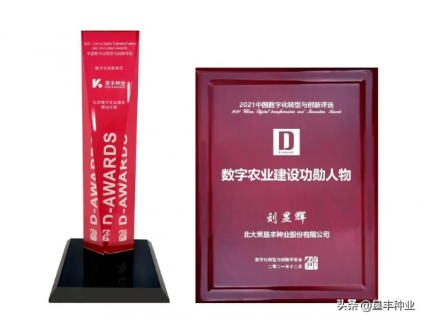 墾豐種業榮獲2021年中國數字化轉型與創新評選兩項大獎