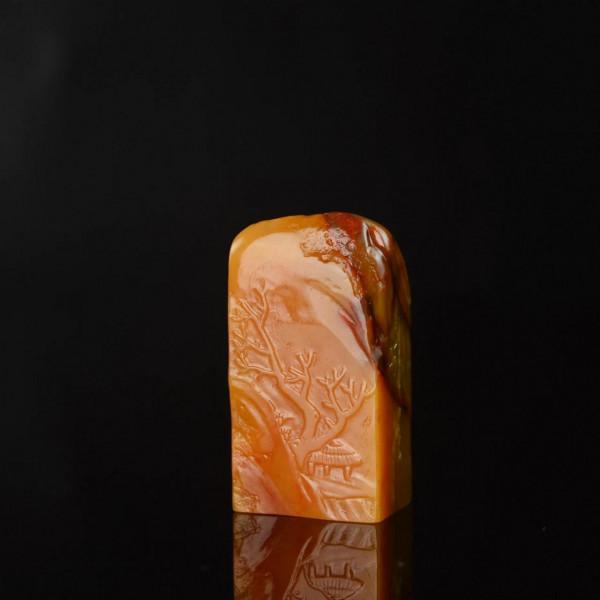 壽山石田黃凍 枇杷黃 田黃石 正田 薄意 秋江泛舟 收藏品