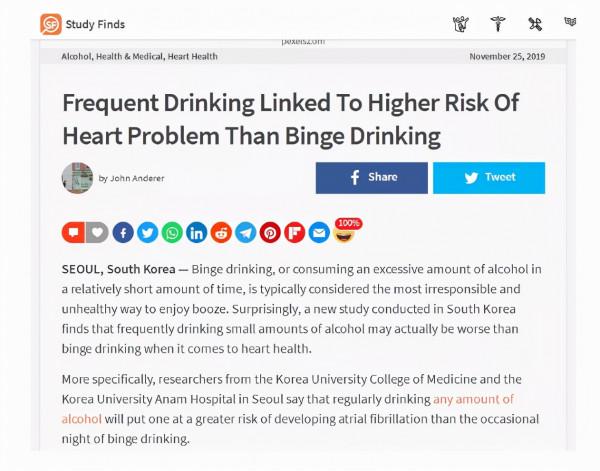 不喝“大酒”就沒事了？調查978萬人發現：“常喝小酒”危害更大