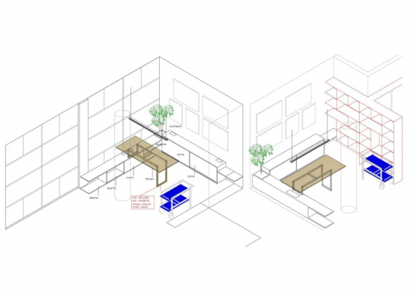 將隔牆盡情拆除後，這個家通透明亮並且可以欣賞到不遠處的山景