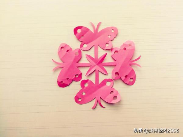 幼兒手工，用一張正方形紙剪四個蝴蝶，好學又好看