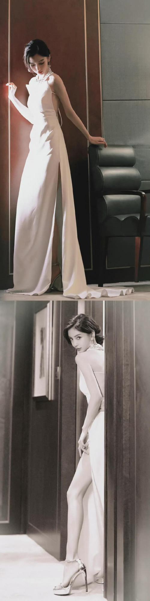 angelababy穿著漂亮白裙把她襯托得高貴可愛讓人陶醉，美得不真實