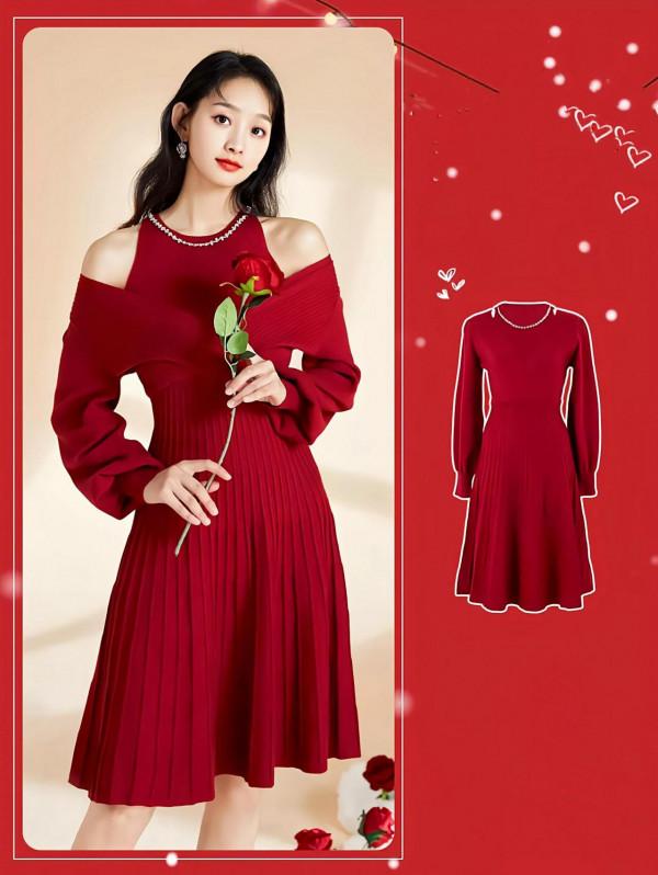 節日氛圍感小紅裙亮眼新年聖誕派對穿搭