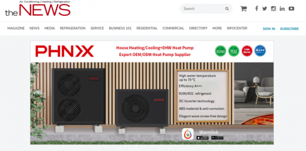 ​芬尼空氣能搶佔歐洲主流暖通行業媒體頭版頭條