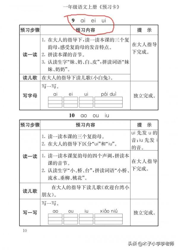 一年級預習卡來啦,預習能夠發現自己學習中存在的知識盲點 一年級預習卡來啦,預習能夠發現自己學習中存在的知識盲點