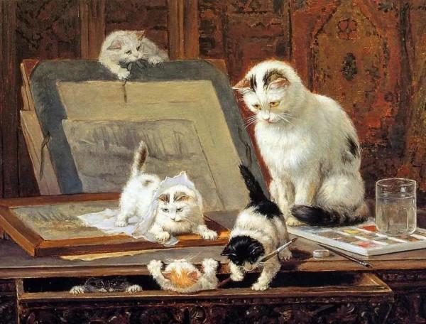 100年前她畫了超多貓，姿態萬千，惟妙惟肖