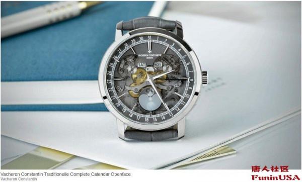 江詩丹頓全新全日曆手錶採用鏤空錶盤，機芯無所遁形