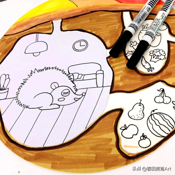 教程丨少兒美術課程《冬眠的小刺蝟》