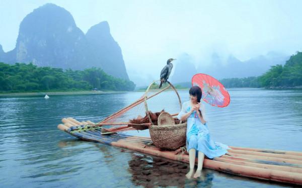 煙雨.灕江.漁舟和魚鷹 煙雨.灕江.漁舟和魚鷹