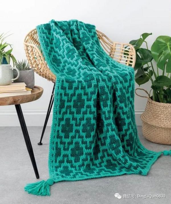 「針織作品」最新的用馬賽克編織技術製作的毯子及家居小物