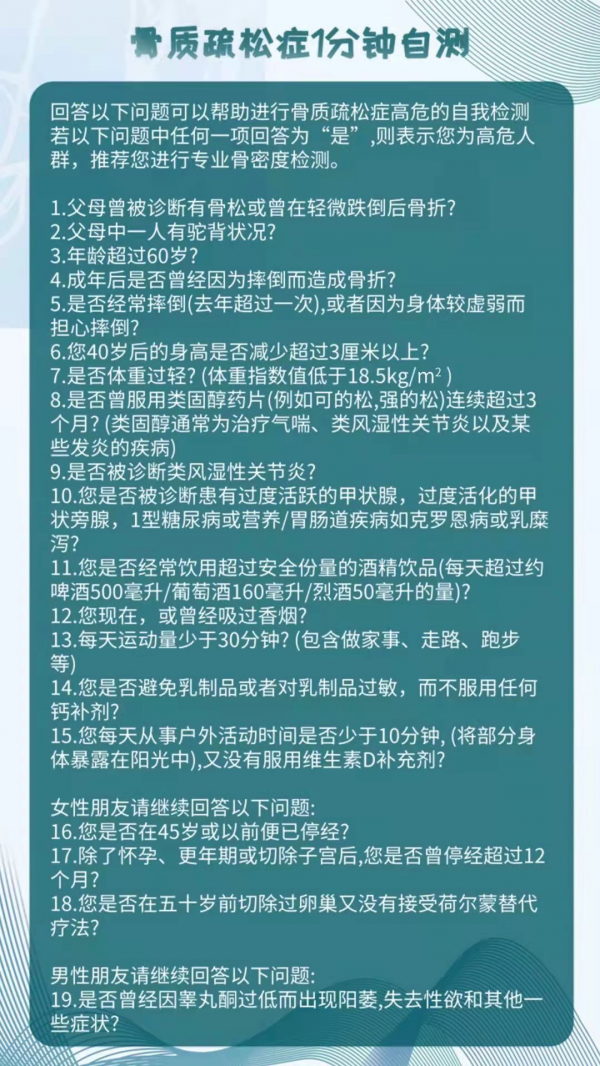 哪些人更容易患骨質疏鬆？&OpenCurlyDoubleQuote;1個公式&plus;1個測試&rdquo;教你自測骨質疏鬆