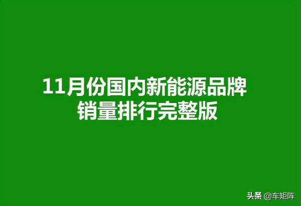 2021年11月國內新能源品牌零售量排行完整版，比亞迪迎來高光時刻