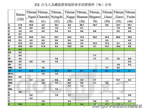 白馬藏族與父系單倍群D（Y－D）