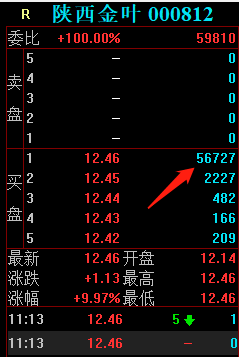 陝西金葉漲停板大戰，榜一大哥狂砸37萬手，5個交易日提走1.2億