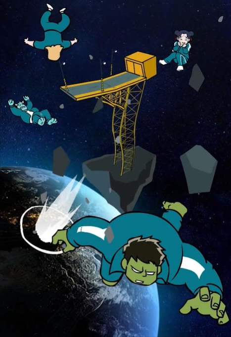 當動漫人物參加“魷魚遊戲”中的拔河環節，小丸子爺爺成勝負關鍵