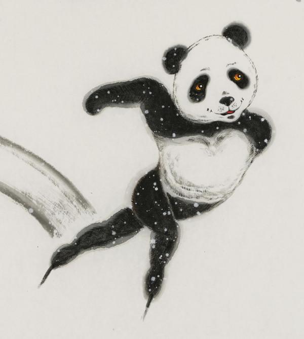 中國畫家繪製國寶熊貓演繹冬奧專案