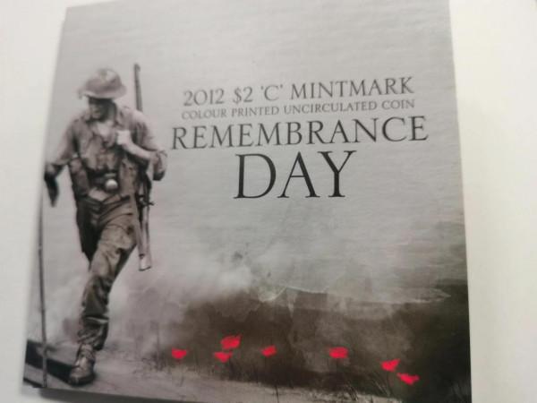 2012澳大利亞國殤日紅罌粟2澳元彩色紀念幣