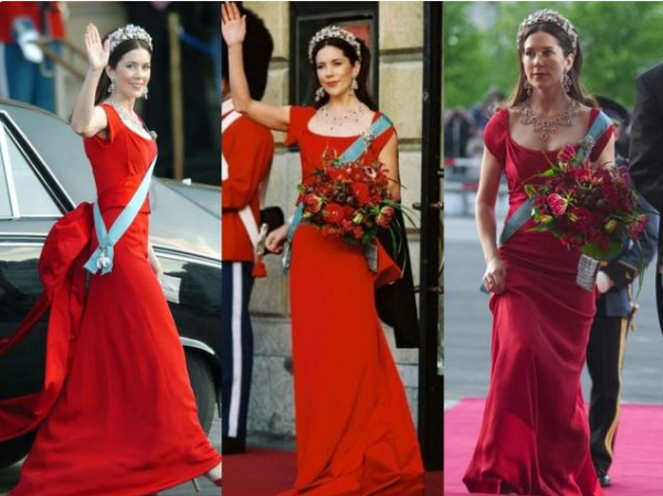 丹麥王室一家六口上電視，王儲妃紅裙驚豔，約瑟芬公主波點裙甜美