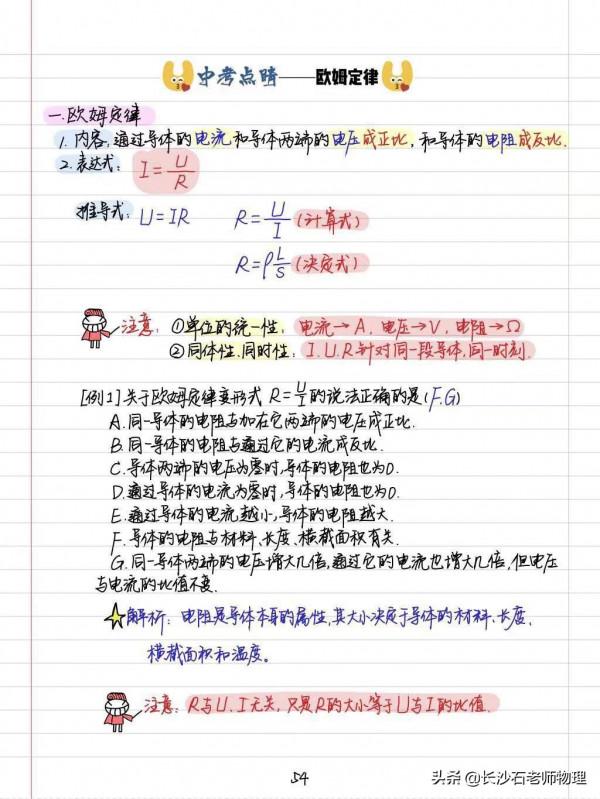 滬科版九年級全冊手寫板彩色筆記