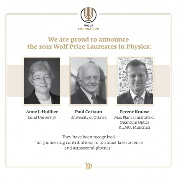 2022年沃爾夫數學獎和物理學獎揭曉