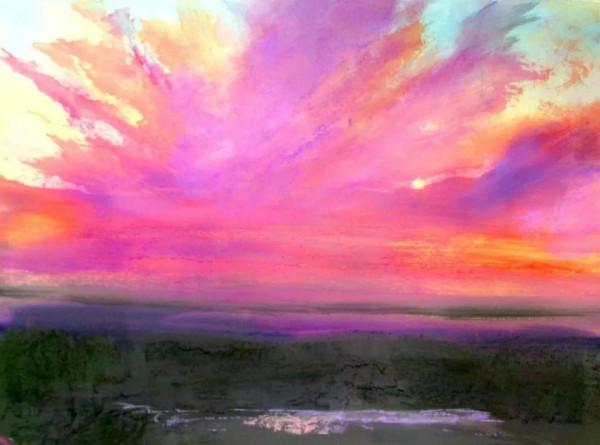 比利時女畫家伊芙&CenterDot;米勒粉彩畫中的天空之美，風景中最具情感