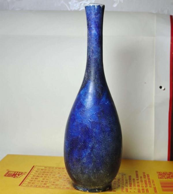 唐開元盛世年波斯藍長頸棒椎瓶欣賞國寶一級 唐開元盛世年波斯藍長頸棒椎瓶欣賞國寶一級